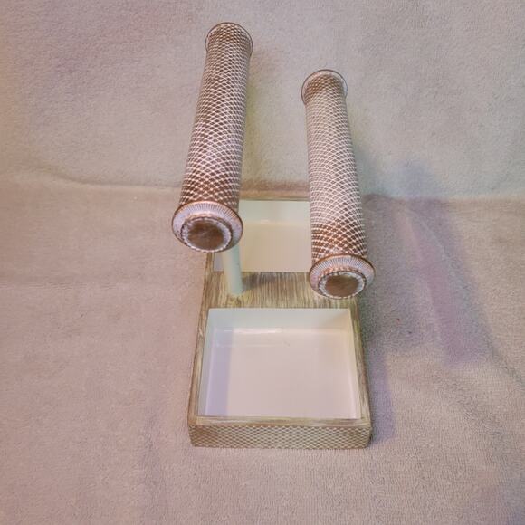 Double Bar Jewelry Holder Organizer White & Gold Display Rack - Picture 2 of 5